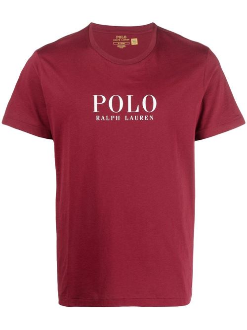 T-shirt uomo con scritta sul petto color bordeaux POLO RALPH LAUREN | 714862615008